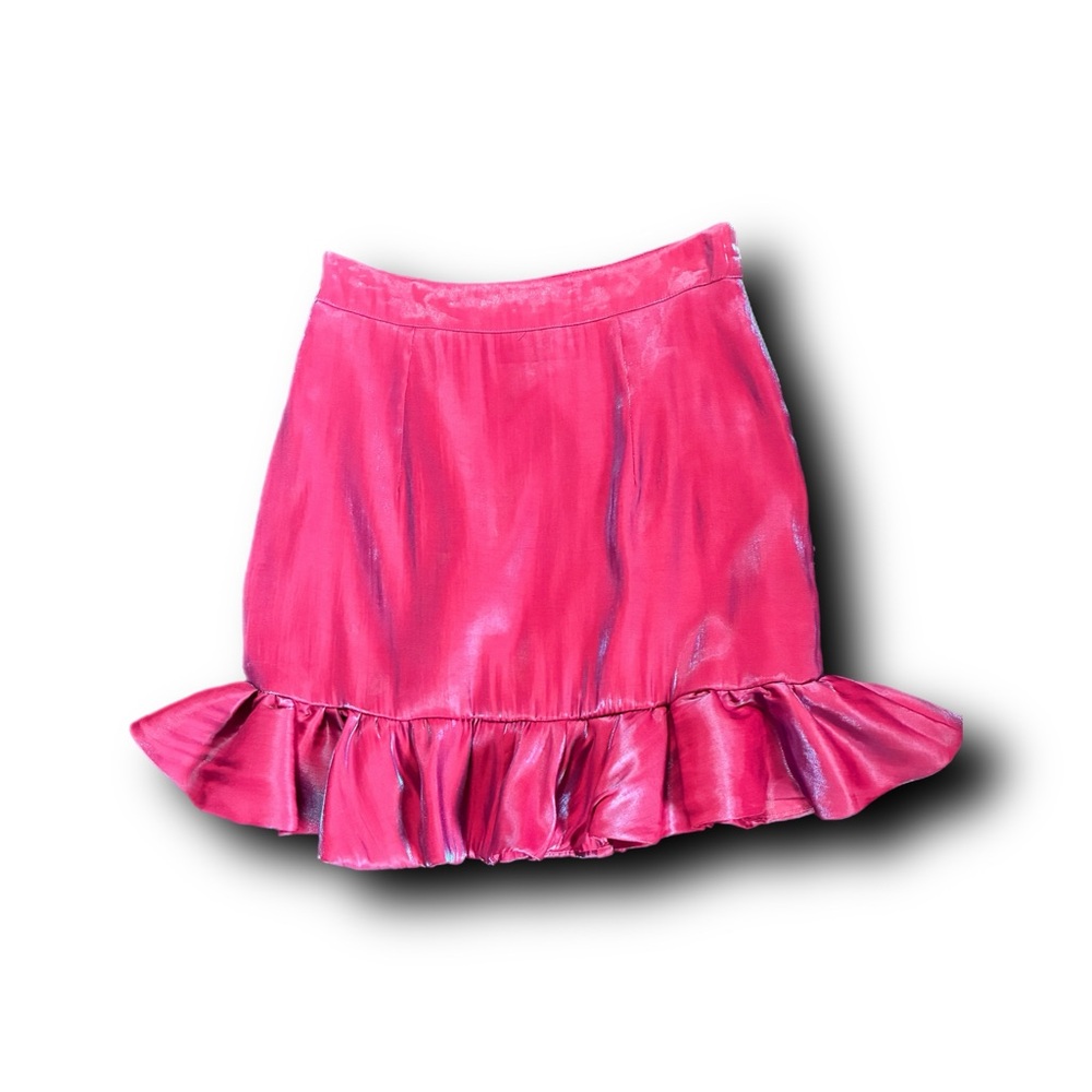NWT Nasty Gal Vibrant Color Shift Ruffle Mini Skirt Barbiecore Club Dance Vibes